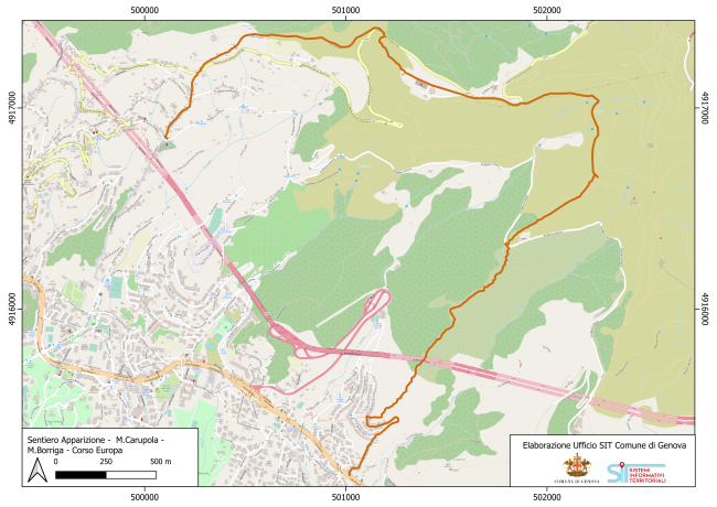 Apparizione - Monte Borriga – Corso Europa - mappa 