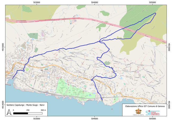 Capolungo – Sant’Ilario - Monte Giugo – Nervi - mappa 