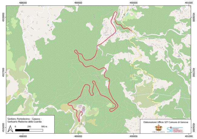 Gaiazza – Santuario N.S. della Guardia  (ex guidovia) - mappa 