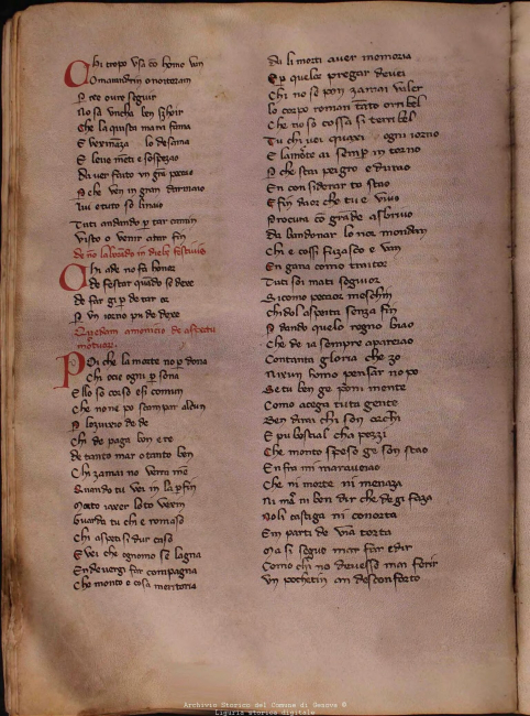 Dall’Anonimo Genovese alle prose politiche: forme ed usi del volgare genovese in epoca medievale