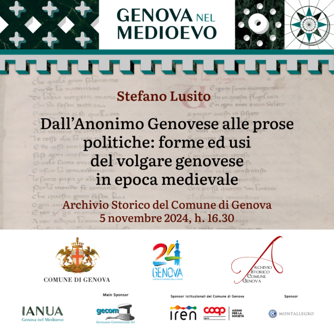 Dall’Anonimo Genovese alle prose politiche: forme ed usi del volgare genovese in epoca medievale